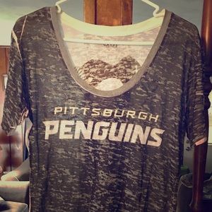 Black and white sheer Penguins t-shirt